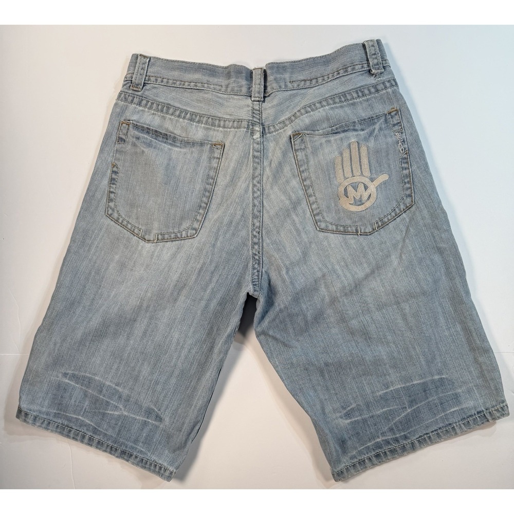 Miskeen Originals Denim Shorts Mens 36 Light Wash Logo Pocket Streetwear